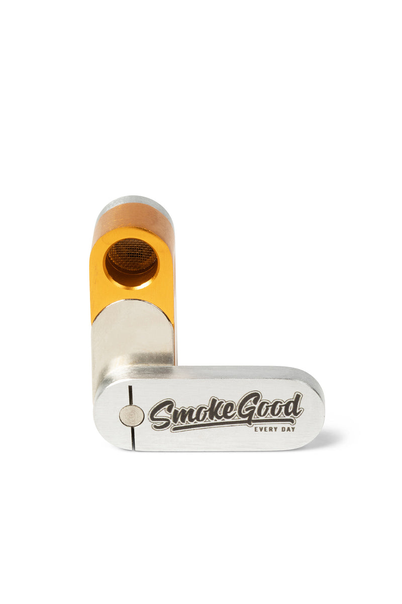SmokeGood Swivel Pocket Pipe – Gold/Chrome