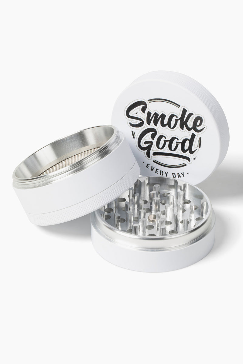 SmokeGood Signature Grinder – White/Chrome Core